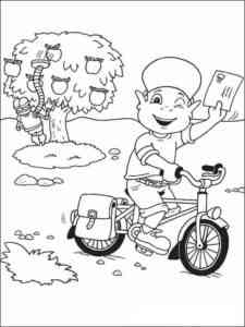 Adiboo on bicycle coloring page