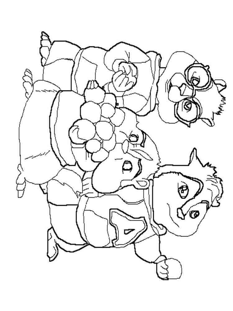 Alvin and the Chipmunks with nuts coloring page