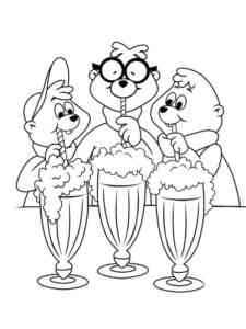 Alvin and the Chipmunks drinking a cocktail coloring page