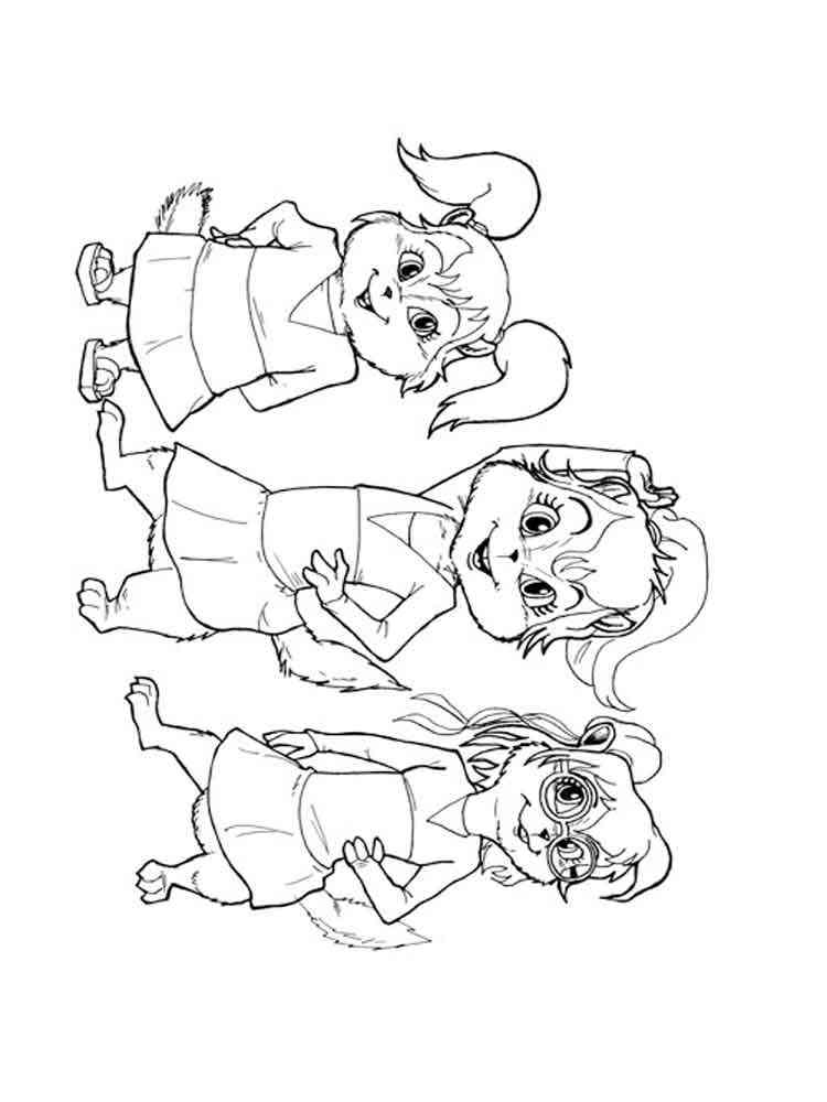 The Chipettes from Alvin and the Chipmunks coloring page