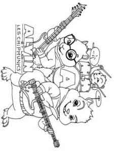 Alvin and the Chipmunks musicians coloring page