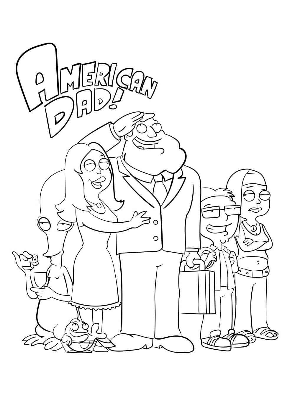 Cartoon American Dad coloring page
