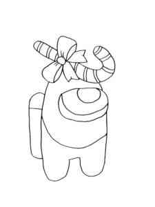 Among Us with a candy on his head coloring page