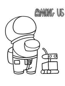 Astronaut with a pet Among Us coloring page