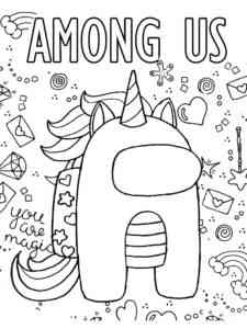 Cute Unicorn Among Us coloring page