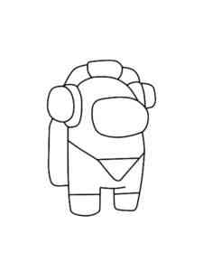 Astronaut with headphones Among Us coloring page