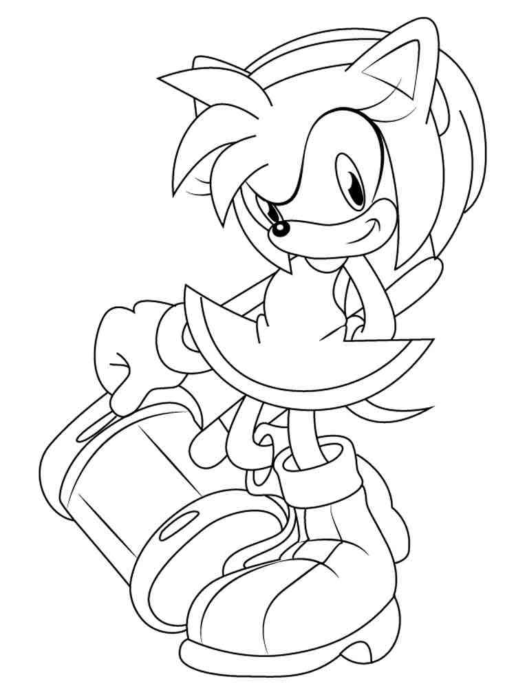 Amy Rose with Hammer coloring page
