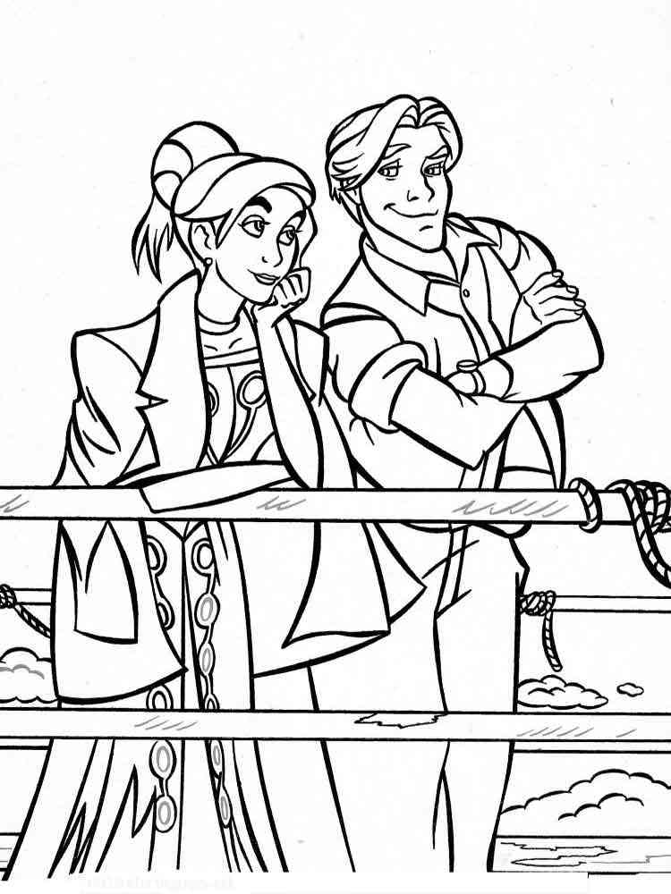 Anastasia and Dmitry on the ship coloring page