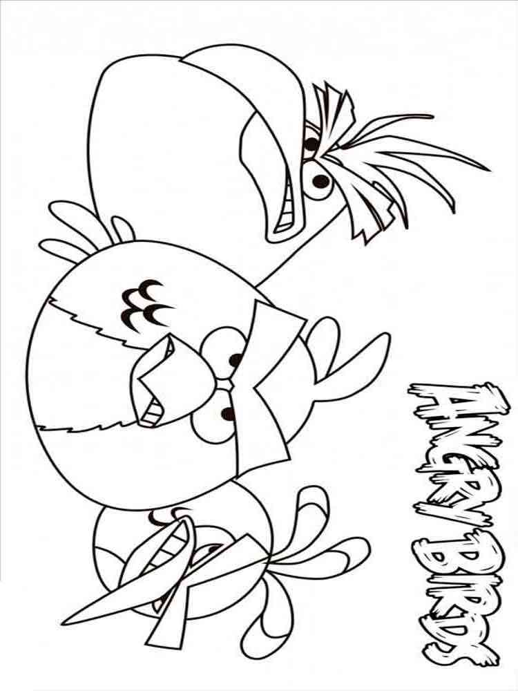 Bubbles, Red and Mighty Eagle Angry Birds coloring page