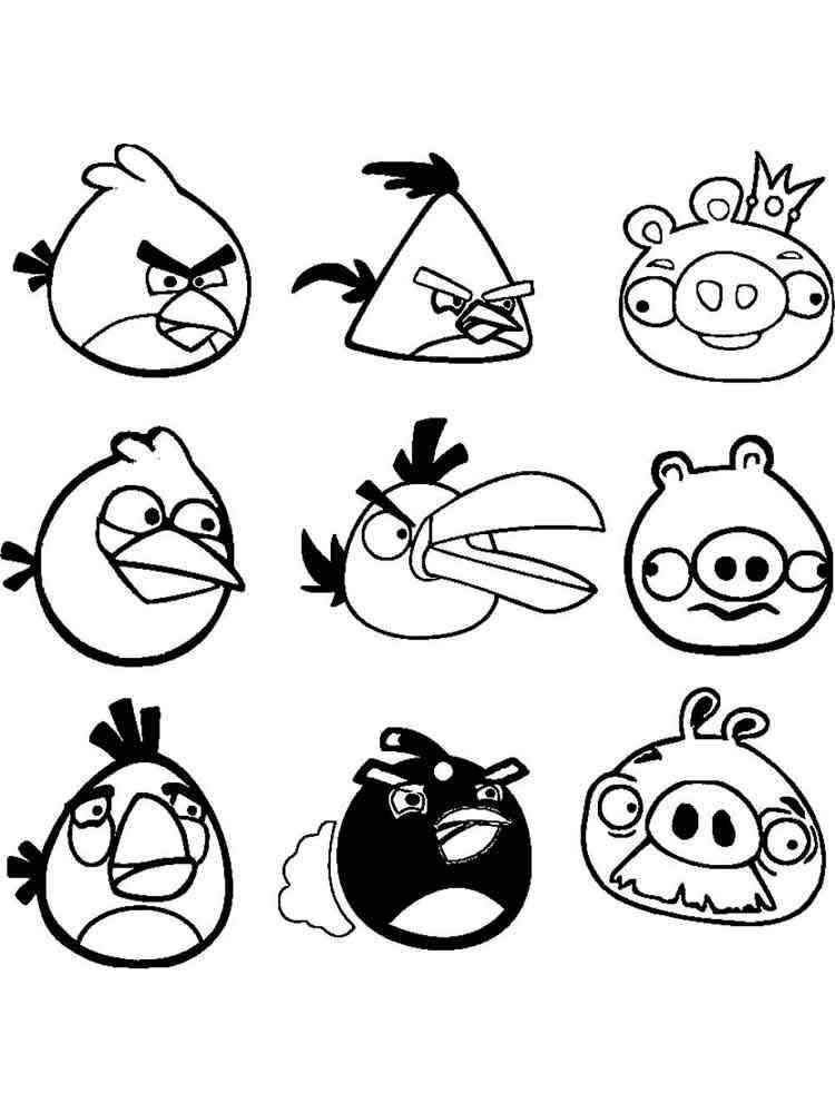 Simple Angry Birds Characters coloring page
