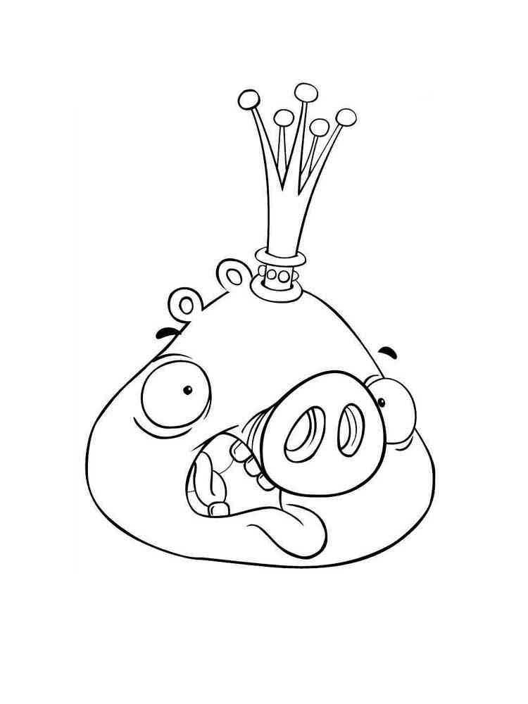Funny King Pig Angry Birds coloring page