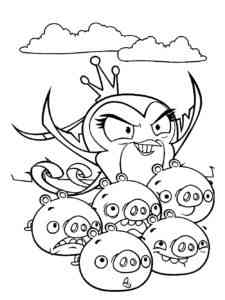 Pigs and the Queen Angry Birds coloring page