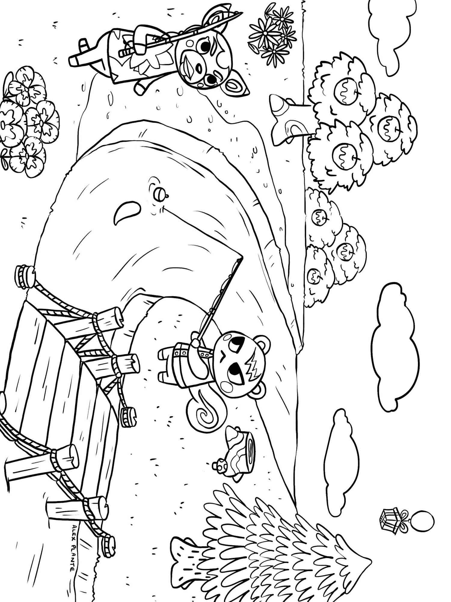 Animal Crossing Fishing coloring page