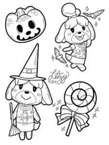 Animal Crossing Halloween coloring page