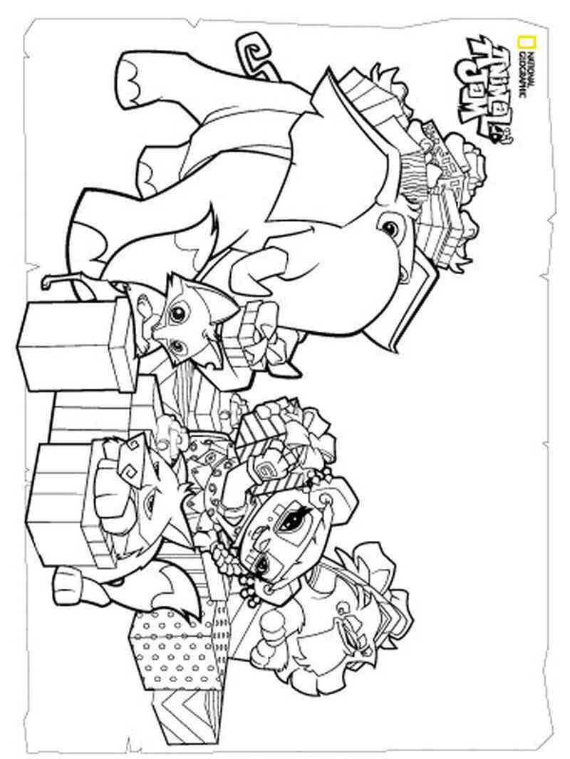 Animal Jam Characters with Presents coloring page