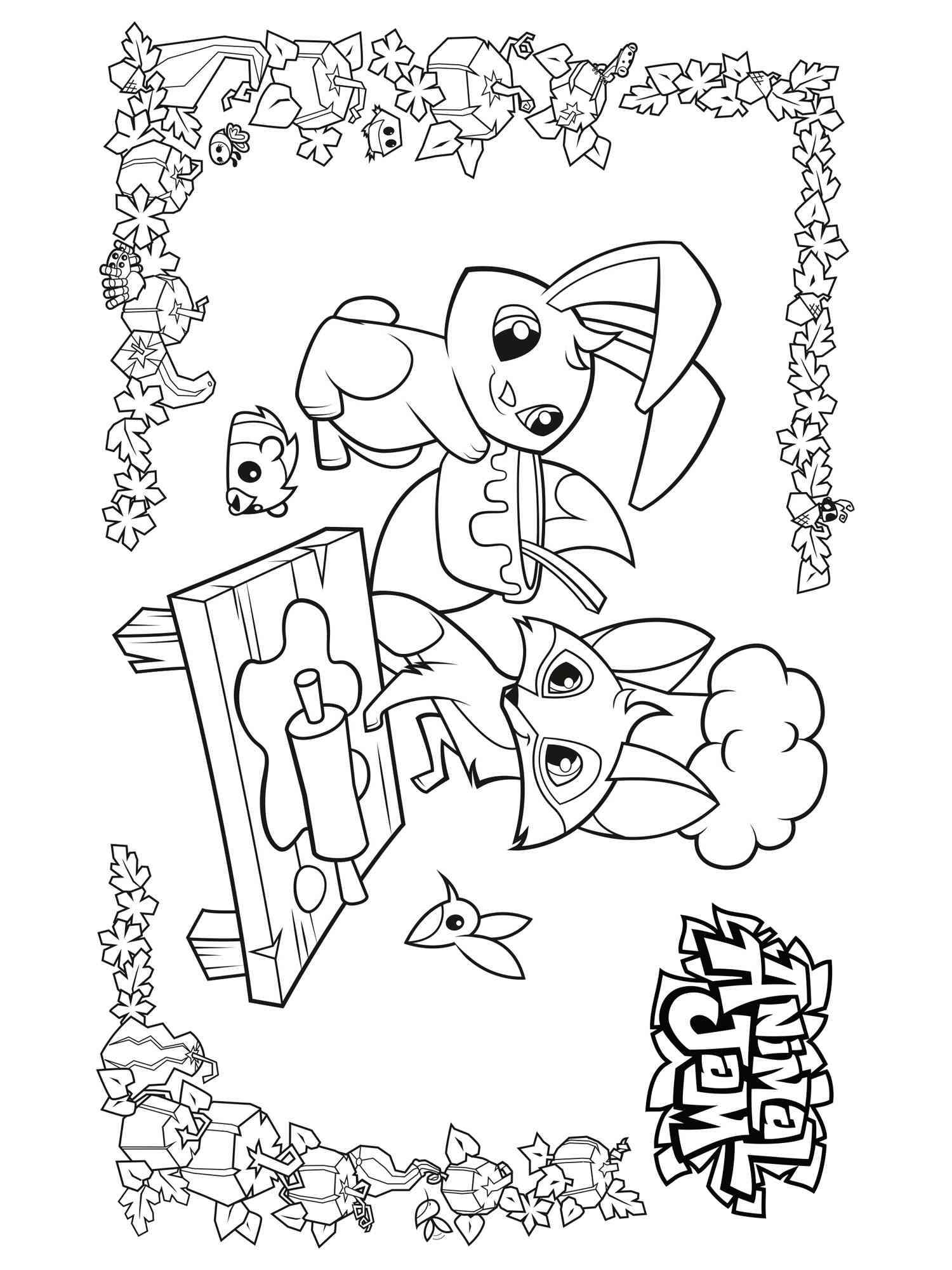 Fox and Bunny Animal Jam coloring page