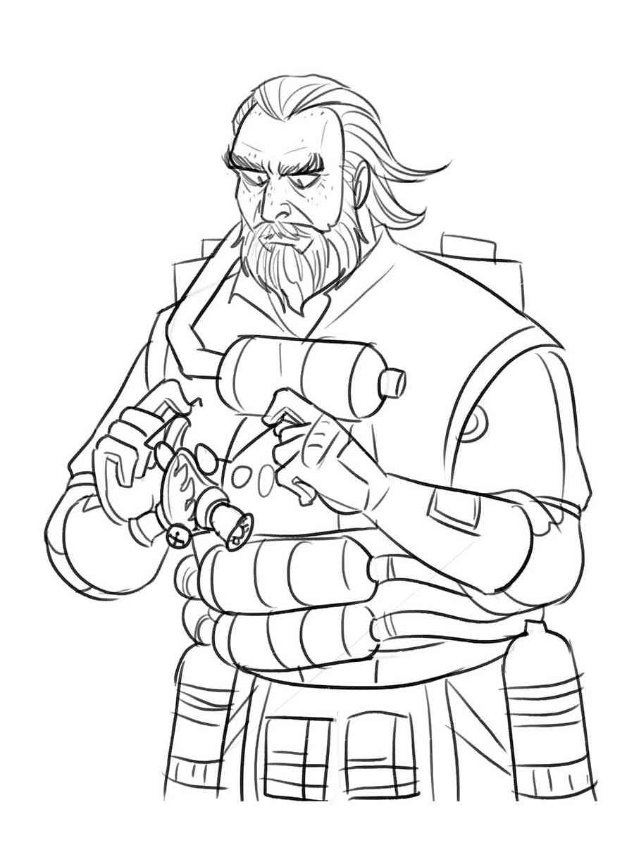 Caustic from Apex Legends coloring page