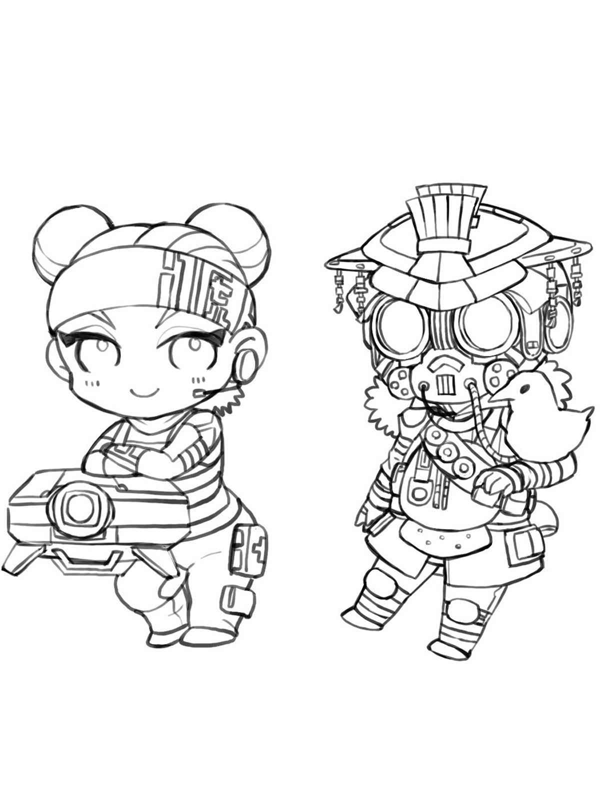 Bloodhound and Lifeline Apex Legends coloring page