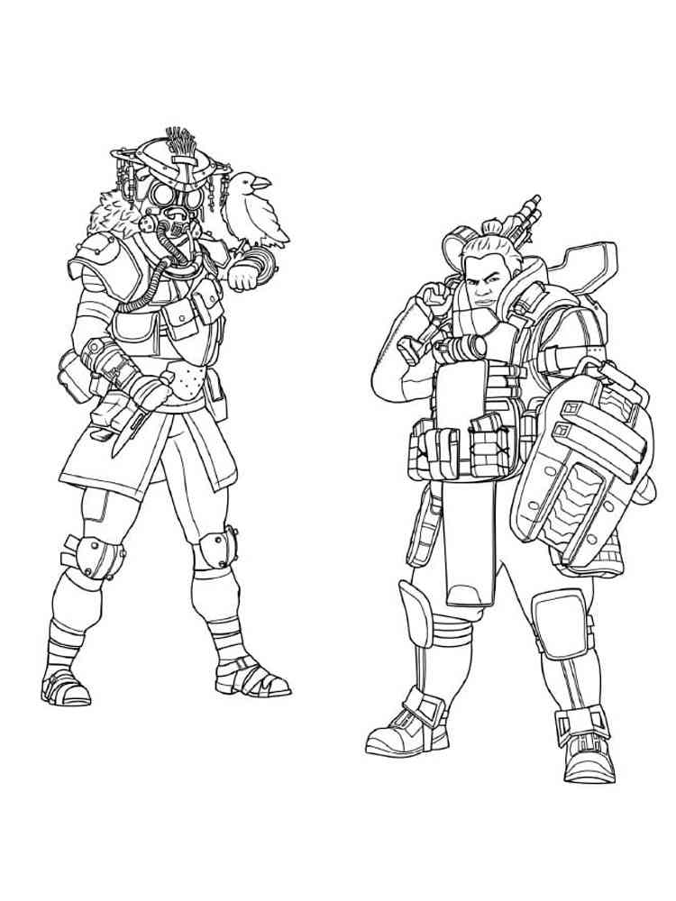 Bloodhound and Gibraltar Apex Legends coloring page