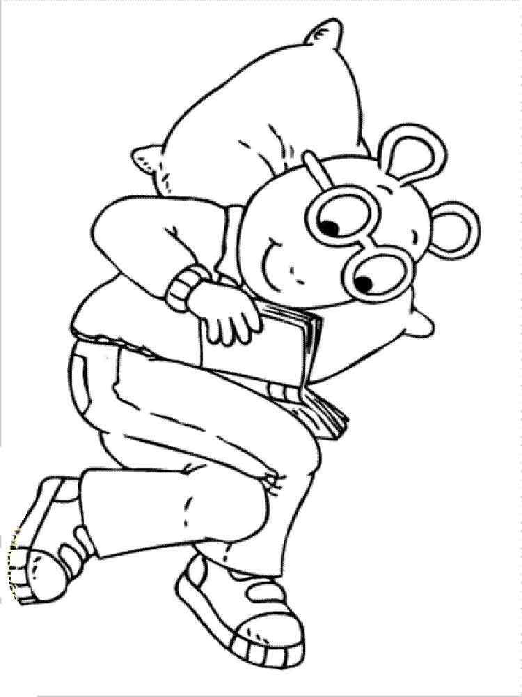 Arthur reads a book coloring page
