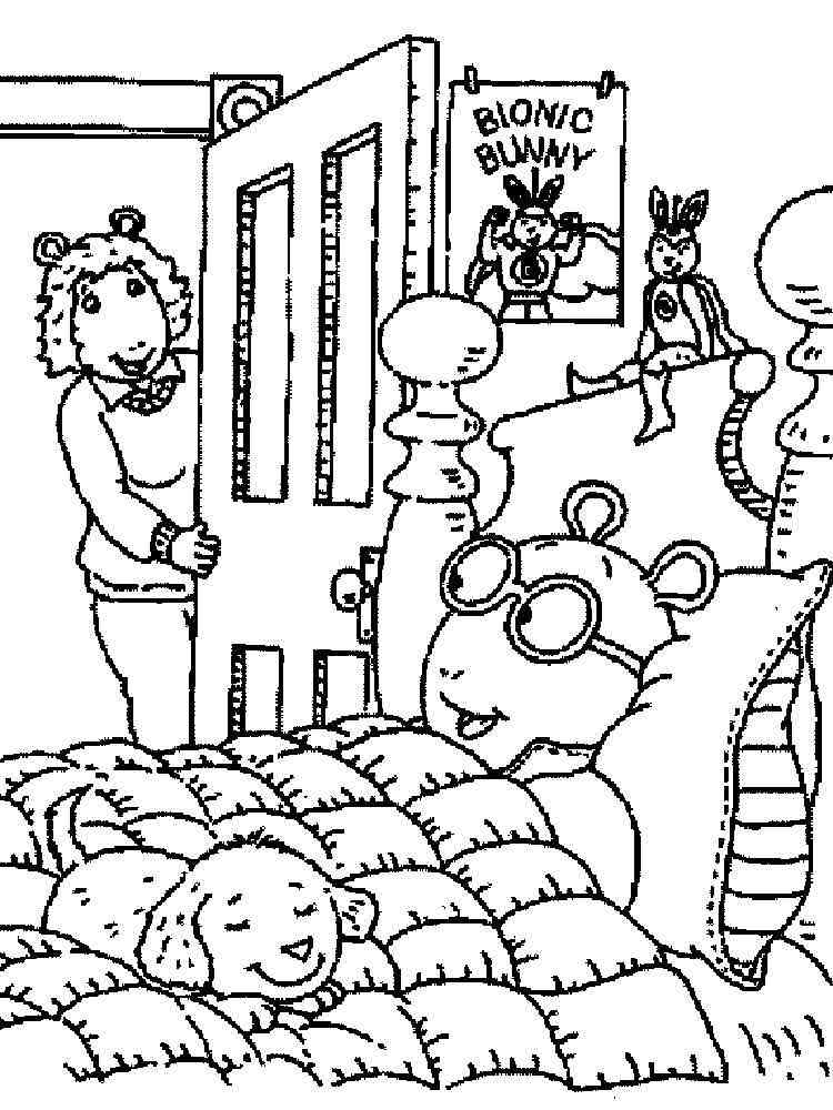 Arthur goes to bed coloring page