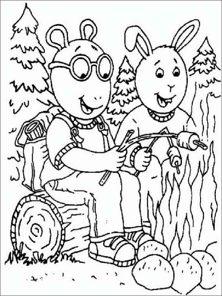 Arthur and Buster by the Fire coloring page