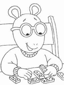 Arthur plays Dominoes coloring page
