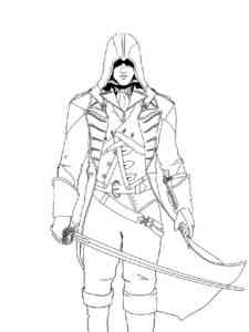 Assassin with a saber coloring page