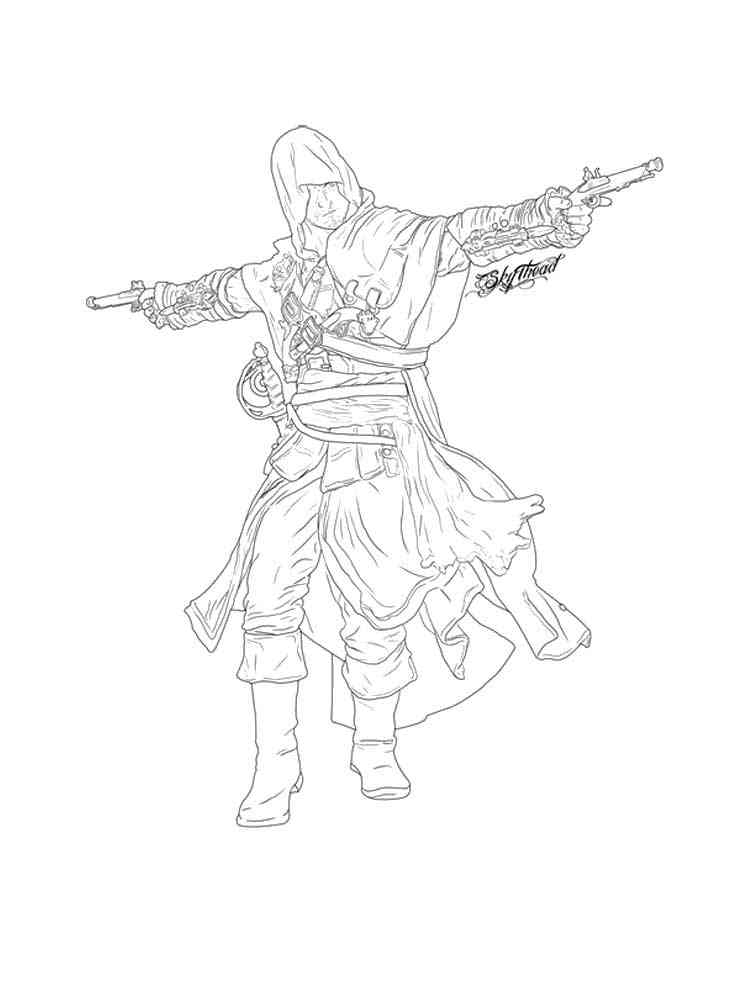 Assassin with Guns coloring page