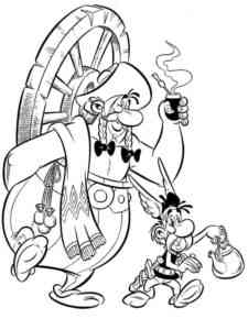 Asterix and Obelix with tea coloring page