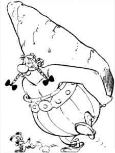 Obelix carries the stone coloring page