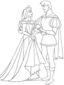 Princess Aurora with Prince coloring page