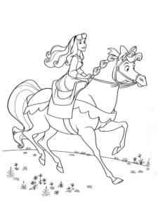 Aurora on a horse coloring page