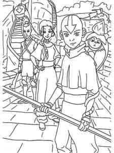 Aang and friends coloring page