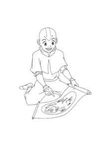 Aang studies the map coloring page