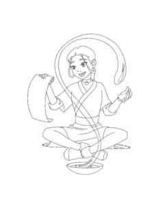 Katara learns how to control the water coloring page
