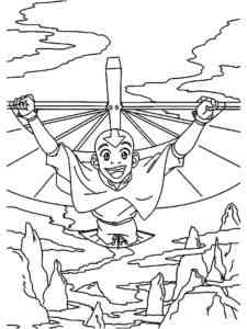 Aang is flying coloring page