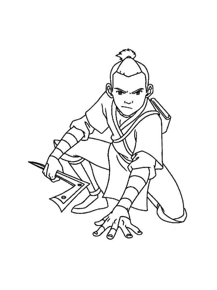Sokka from Cartoon Avatar coloring page