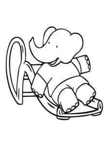 Alexander is riding down the slide coloring page
