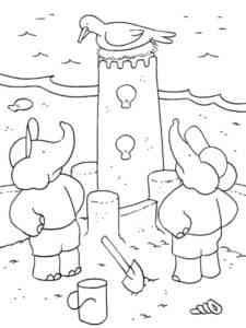 Elephants from Cartoon Babar coloring page