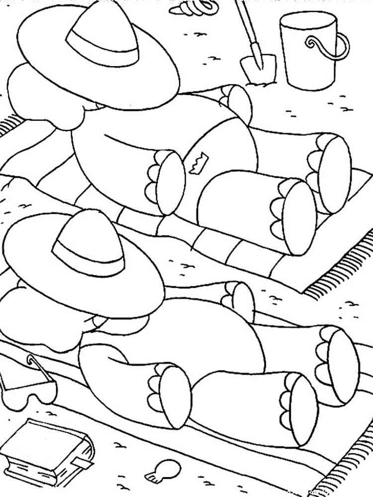 Babar and Arthur lying on the beach coloring page
