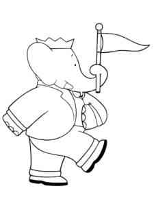 Babar with flag coloring page
