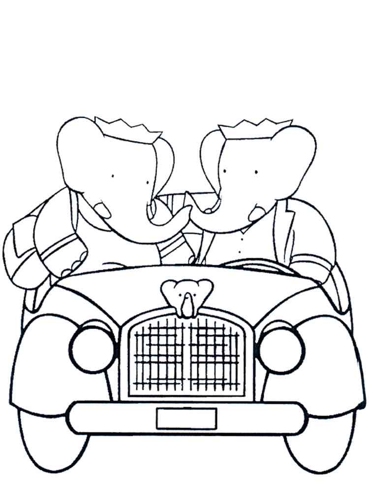 Babar and Celeste coloring page