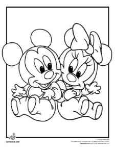 Babies Minnie Mouse и Mickey Mouse coloring page