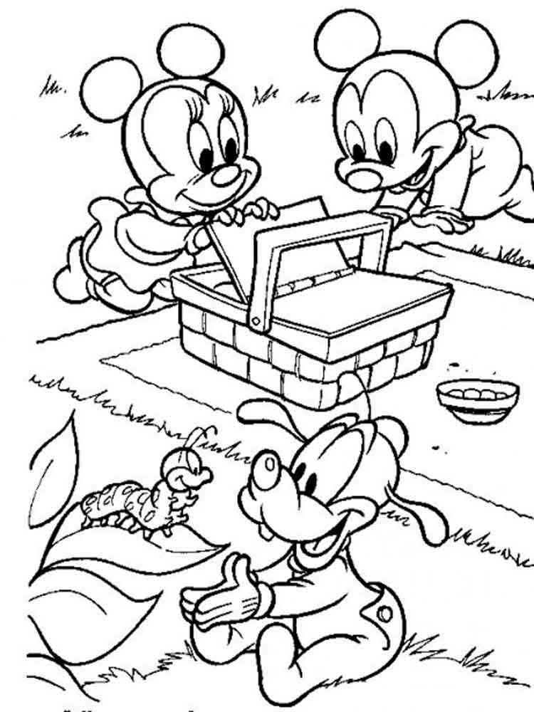 Babies Goofy, Minnie Mouse и Mickey Mouse coloring page