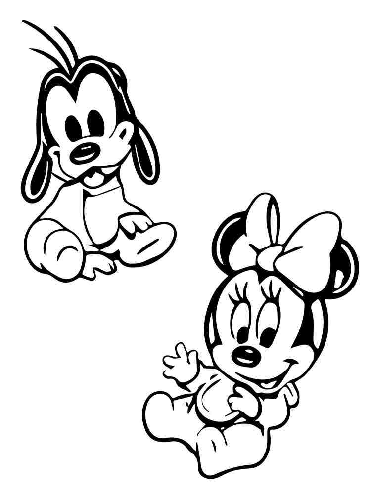 Babies Goofy and Minnie Mouse coloring page