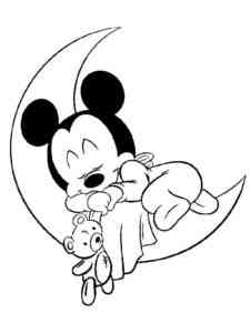 Sleeping Baby Mickey Mouse coloring page