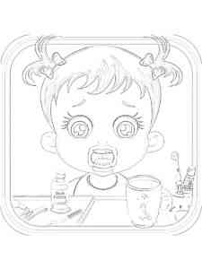 Baby Hazel brushes teeth coloring page