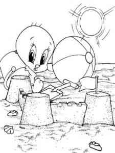 Baby Tweety on the beach coloring page