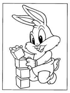 Baby Bugs Bunny with cubes coloring page